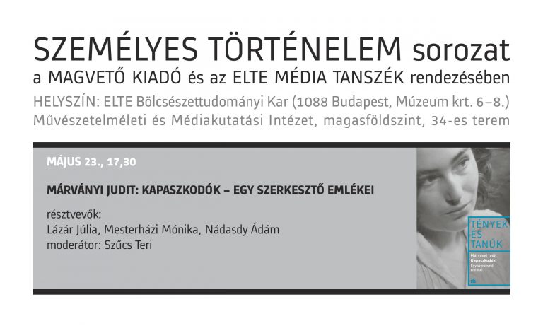 Személyes Történelem – könyvbemutató és beszélgetés a Média Tanszéken